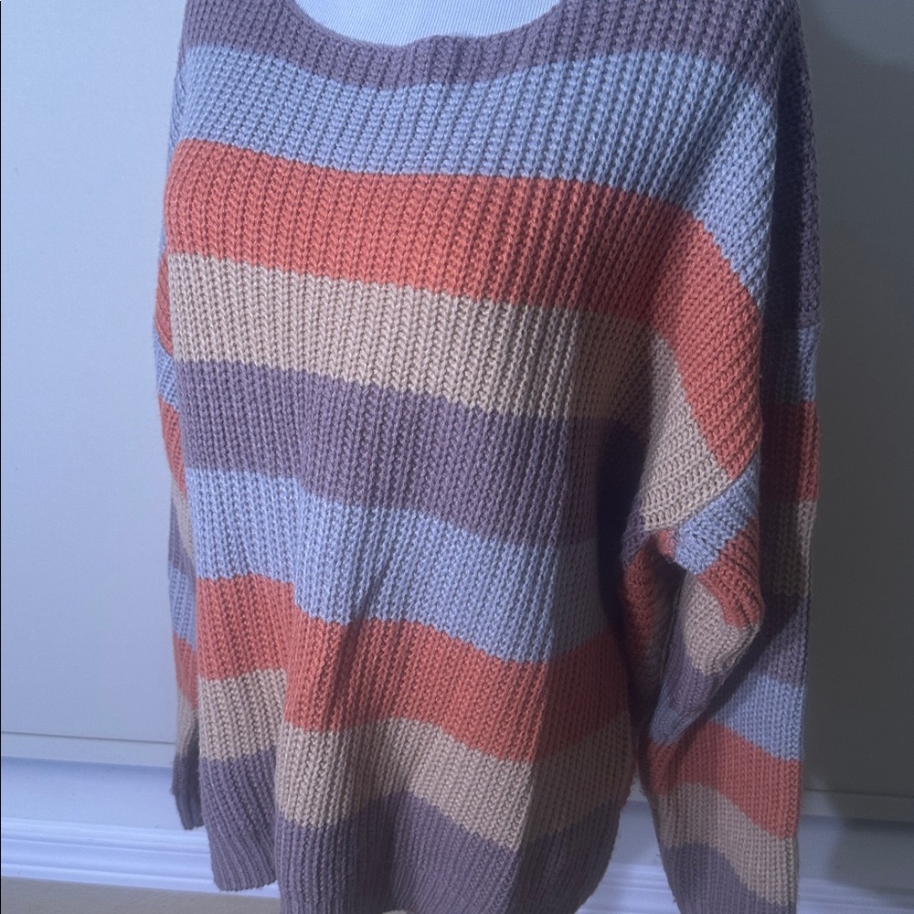 Striped Knotted Reversible Sweater - great condition